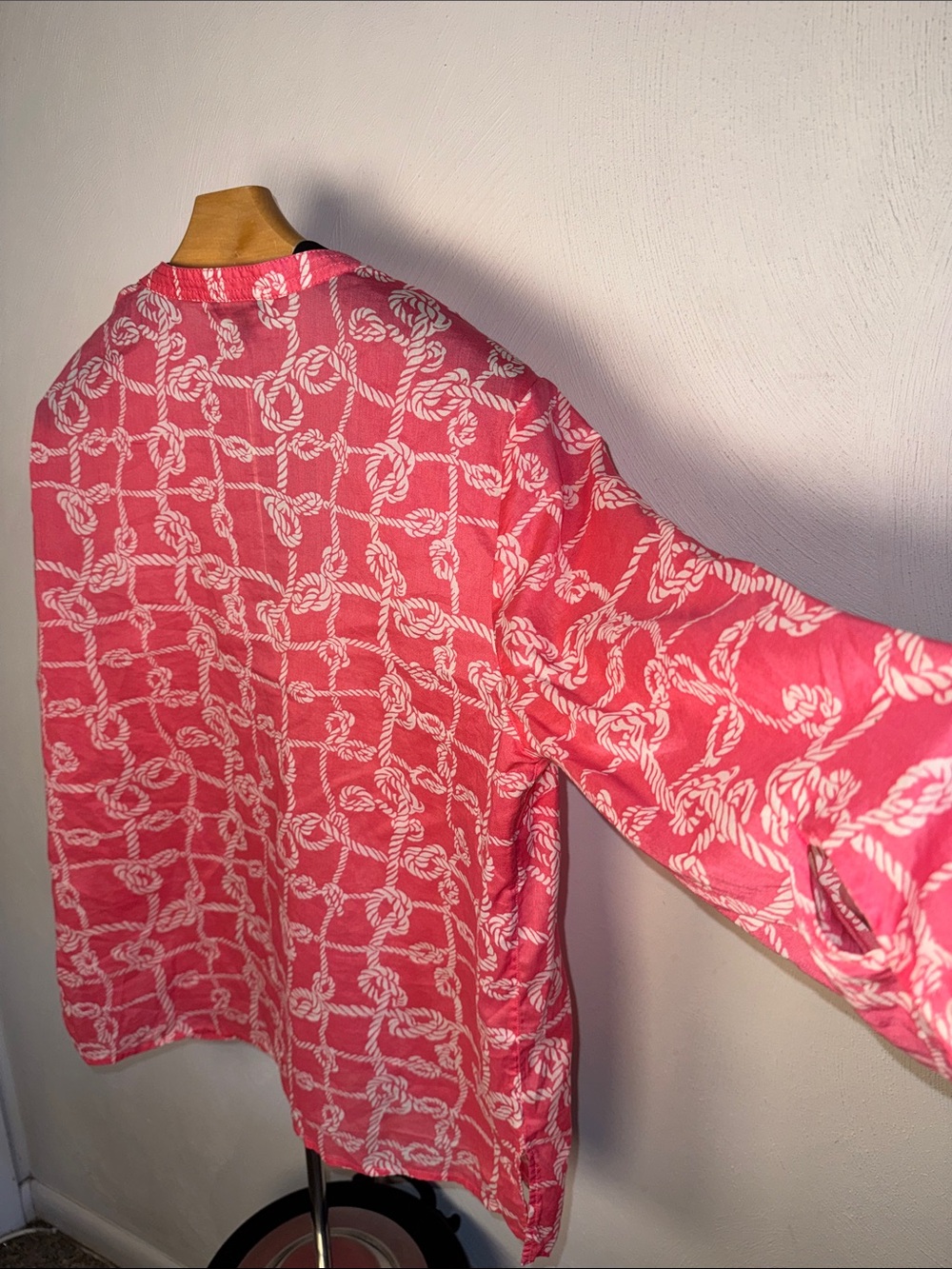 Talbots Pink Rope-Print V-Neck Tunic - Picture 6 of 6
